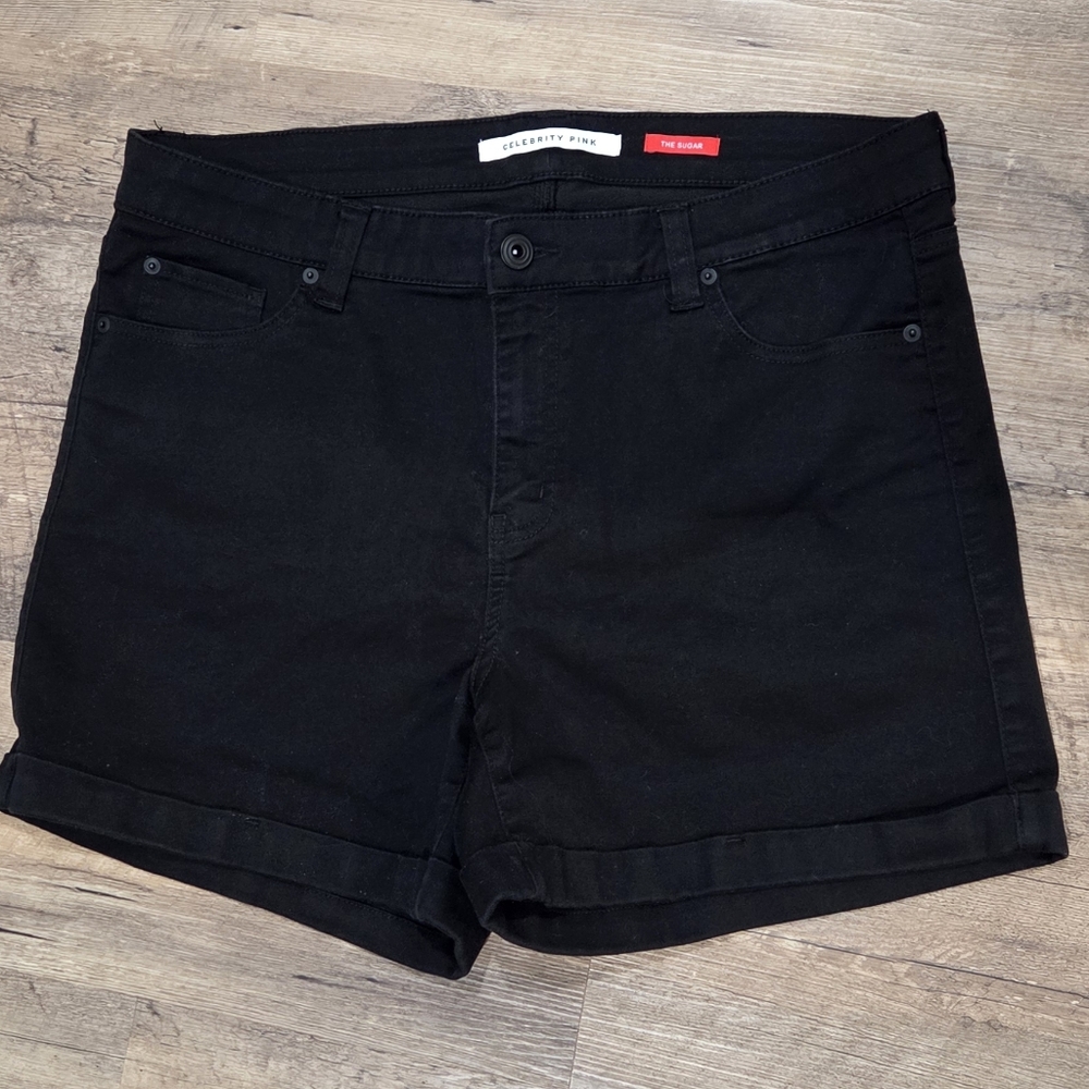 Celebrity Pink The Sugar Black Stretch Cotton Blend Shorts Size 16